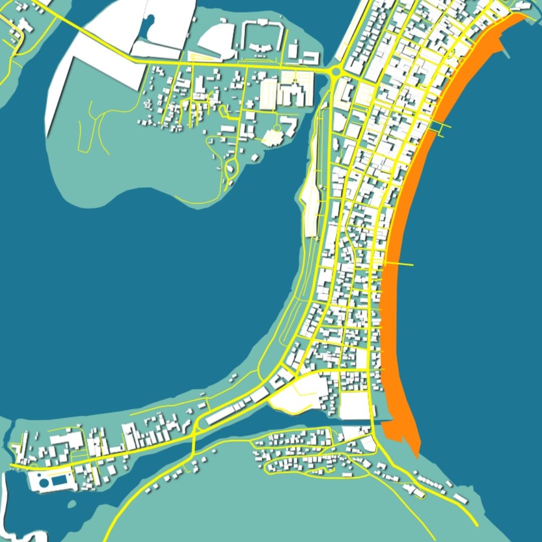 COLOURED ROAD MAP OF PHILIPSBURG, SAINT MARTIN BY MAPBAKES