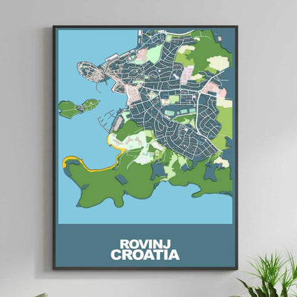 COLOURED ROAD MAP OF ROVINJ, CROATIA BY MAPBAKES