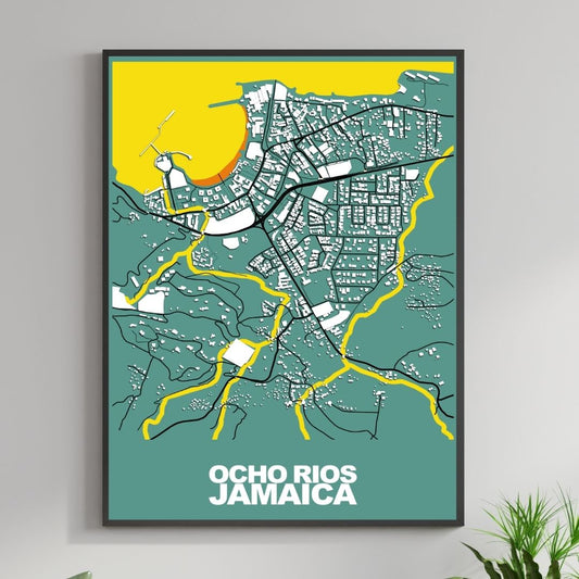 COLOURED ROAD MAP OF OCHO RIOS, JAMAICA BY MAPBAKES