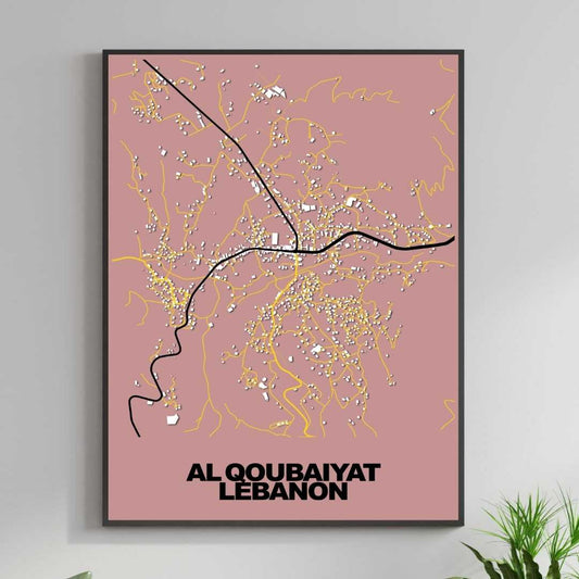 COLOURED ROAD MAP OF AL QOUBAIYAT, LEBANON BY MAPBAKES