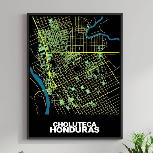 COLOURED ROAD MAP OF CHOLUTECA, HONDURAS BY MAPBAKES