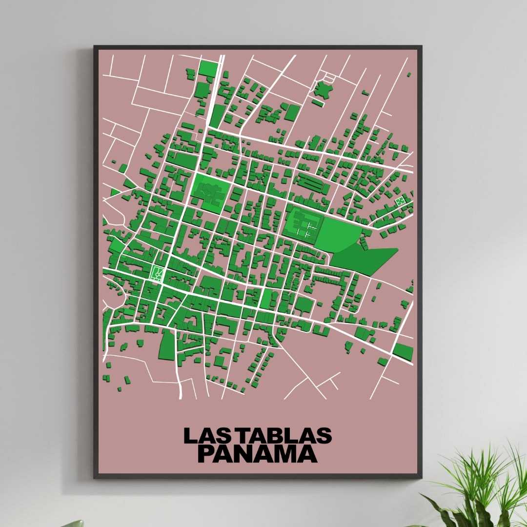 COLOURED ROAD MAP OF LAS TABLAS, PANAMA BY MAPBAKES