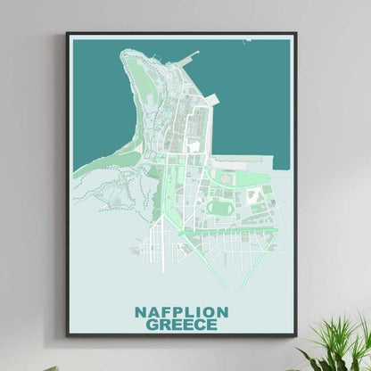 COLOURED ROAD MAP OF NAFPLION, GREECE BY MAPBAKES