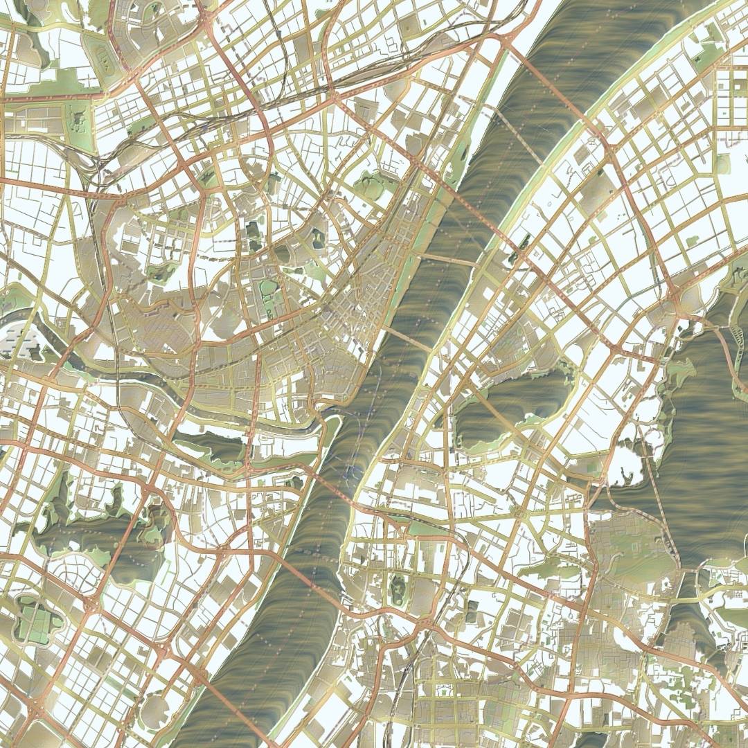 COLOURED ROAD MAP OF WUHAN, CHINA BY MAPBAKES
