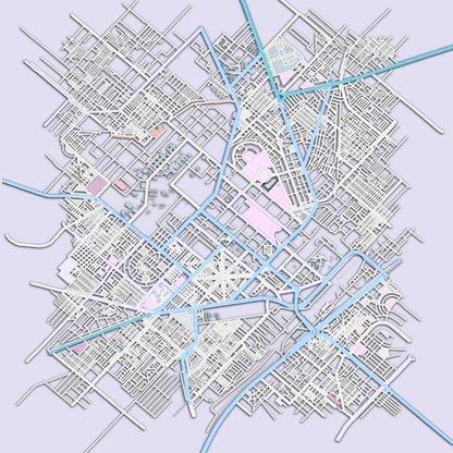 COLOURED ROAD MAP OF FAISLABAD, PAKISTAN BY MAPBAKES