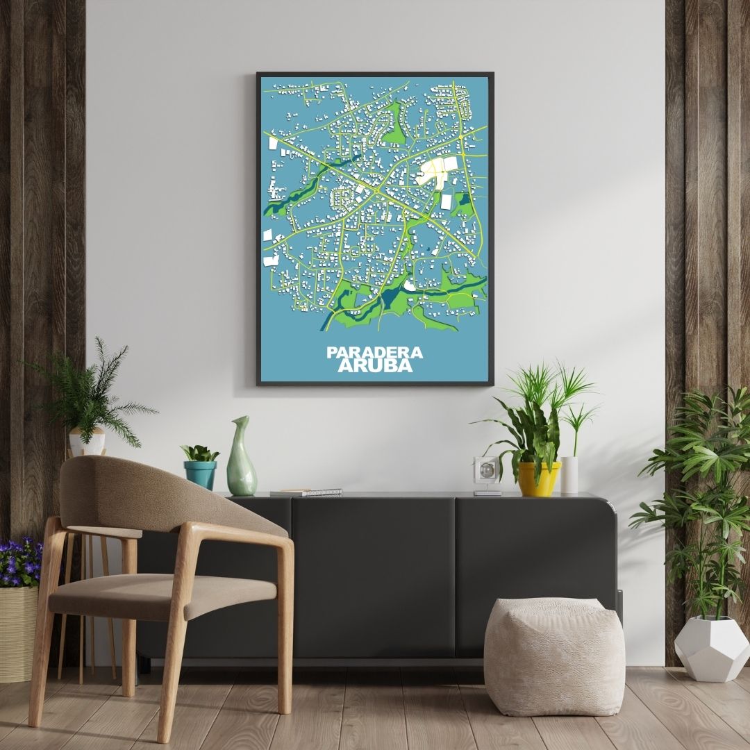 COLOURED ROAD MAP OF PARADERA, ARUBA BY MAPBAKES