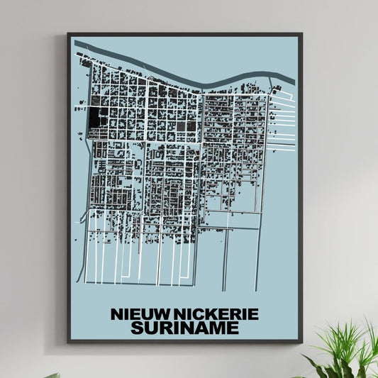 COLOURED ROAD MAP OF NIEUW NICKERIE, SURINAME BY MAPBAKES