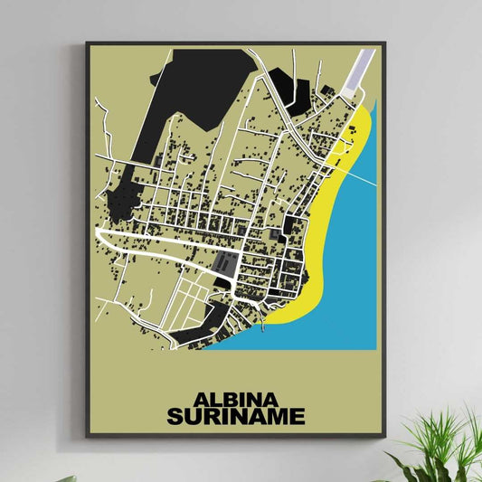 COLOURED ROAD MAP OF ALBINA, SURINAME BY MAPBAKES
