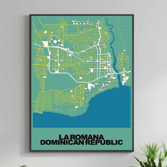 COLOURED ROAD MAP OF LA ROMANA, DOMINICAN REPUBLIC BY MAPBAKES