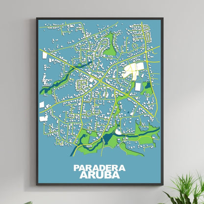 COLOURED ROAD MAP OF PARADERA, ARUBA BY MAPBAKES