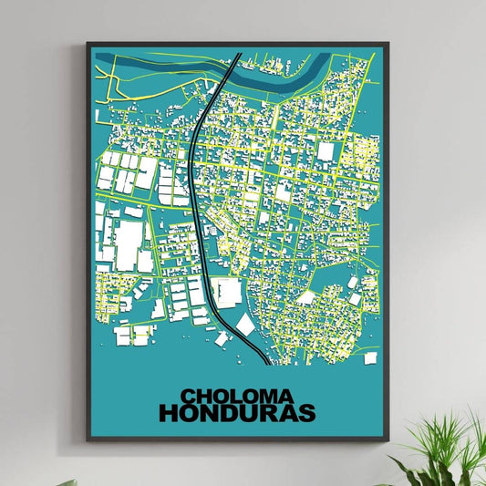 COLOURED ROAD MAP OF CHOLOMA, HONDURAS BY MAPBAKES