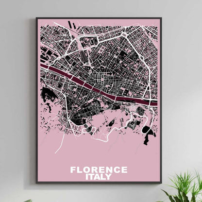 COLOURED ROAD MAP OF FLORENCE, ITALY BY MAPBAKES