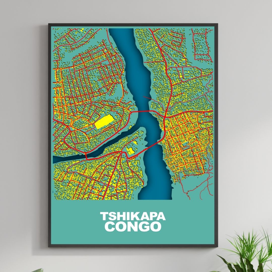 COLOURED ROAD MAP OF TSHIKAPA, CONGO BY MAPBAKES