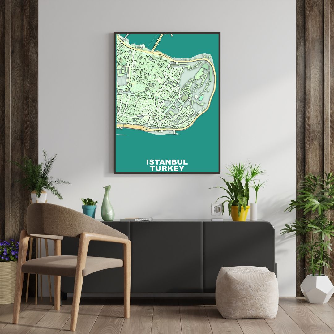 COLOURED ROAD MAP OF ISTANBUL, TURKEY BY MAPBAKES