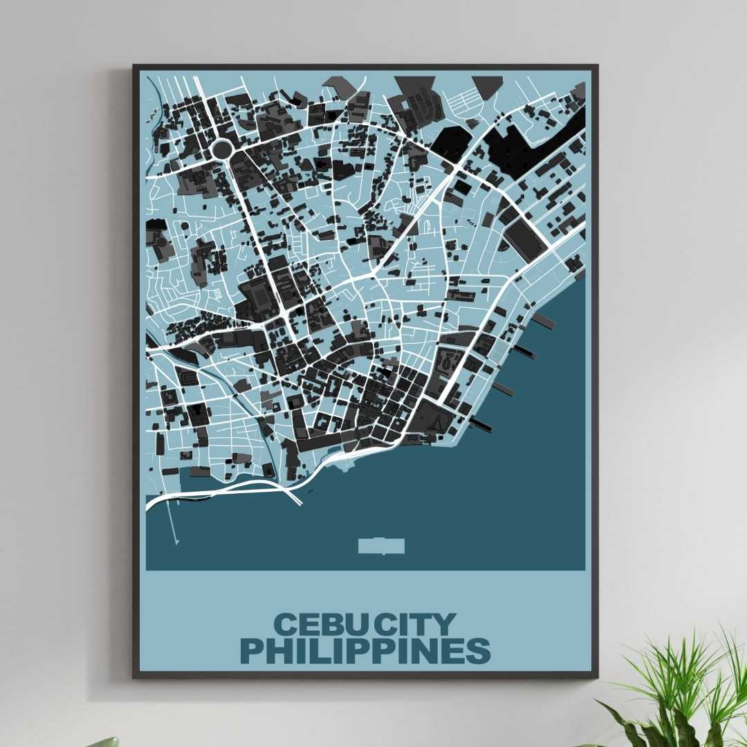 COLOURED ROAD MAP OF CEBU CITY, PHILIPPINES BY MAPBAKES