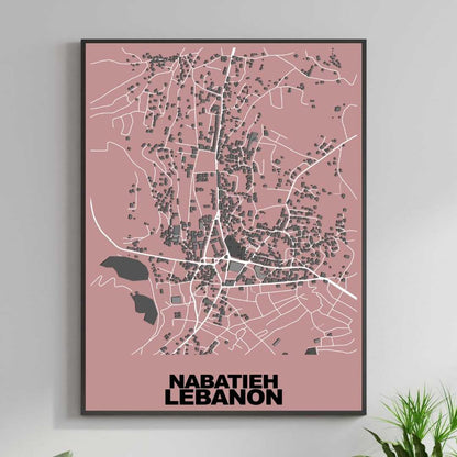 COLOURED ROAD MAP OF NABATIEH, LEBANON BY MAPBAKES