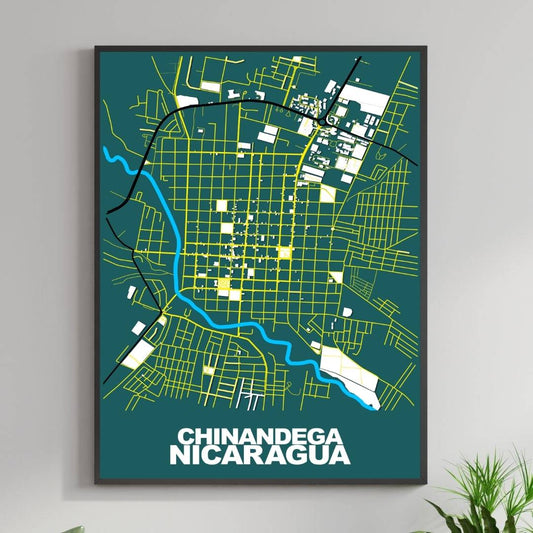 COLOURED ROAD MAP OF CHINANDEGA, NICARAGUA BY MAPBAKES
