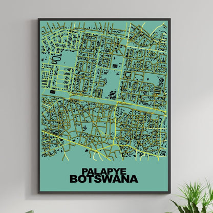 COLOURED ROAD MAP OF PALAPYE, BOTSWANA BY MAPBAKES