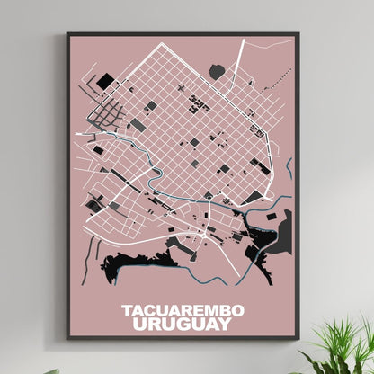 COLOURED ROAD MAP OF TACUAREMBO, URUGUAY BY MAPBAKES