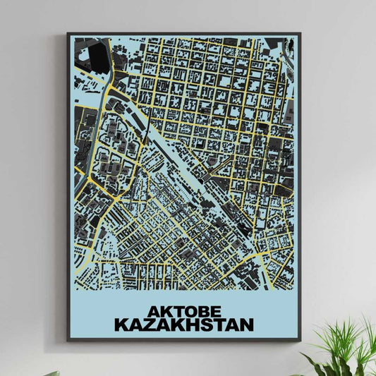 COLOURED ROAD MAP OF AKTOBE, KAZAKHSTAN BY MAPBAKES