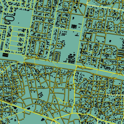 COLOURED ROAD MAP OF PALAPYE, BOTSWANA BY MAPBAKES