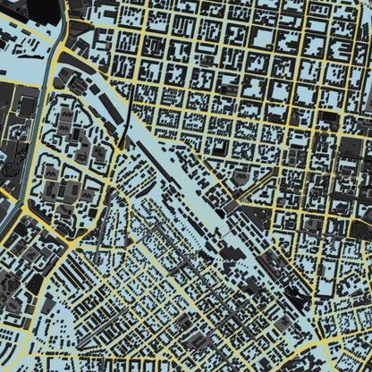 COLOURED ROAD MAP OF AKTOBE, KAZAKHSTAN BY MAPBAKES