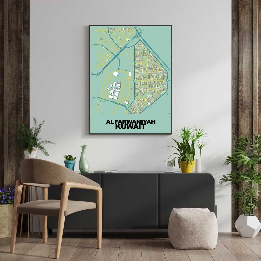 COLOURED ROAD MAP OF AL FARWANIYAH, KUWAIT BY MAPBAKES