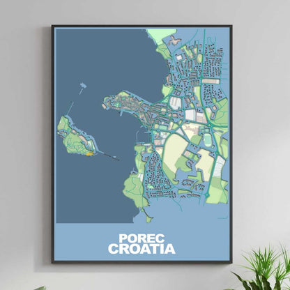COLOURED ROAD MAP OF POREC, CROATIA BY MAPBAKES