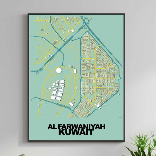 COLOURED ROAD MAP OF AL FARWANIYAH, KUWAIT BY MAPBAKES