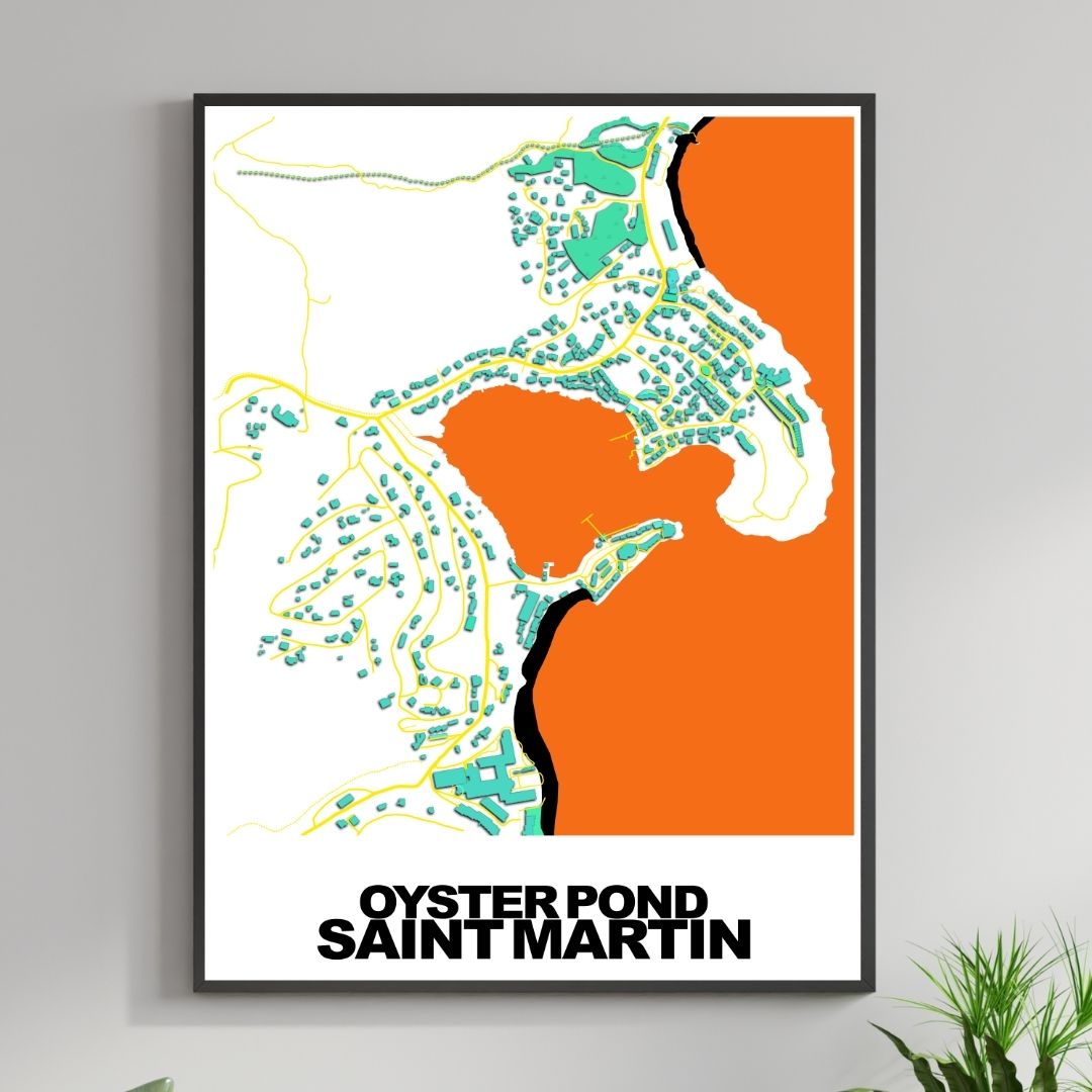 COLOURED ROAD MAP OF OYSTER POND, SAINT MARTIN BY MAPBAKES