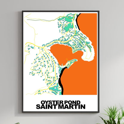 COLOURED ROAD MAP OF OYSTER POND, SAINT MARTIN BY MAPBAKES