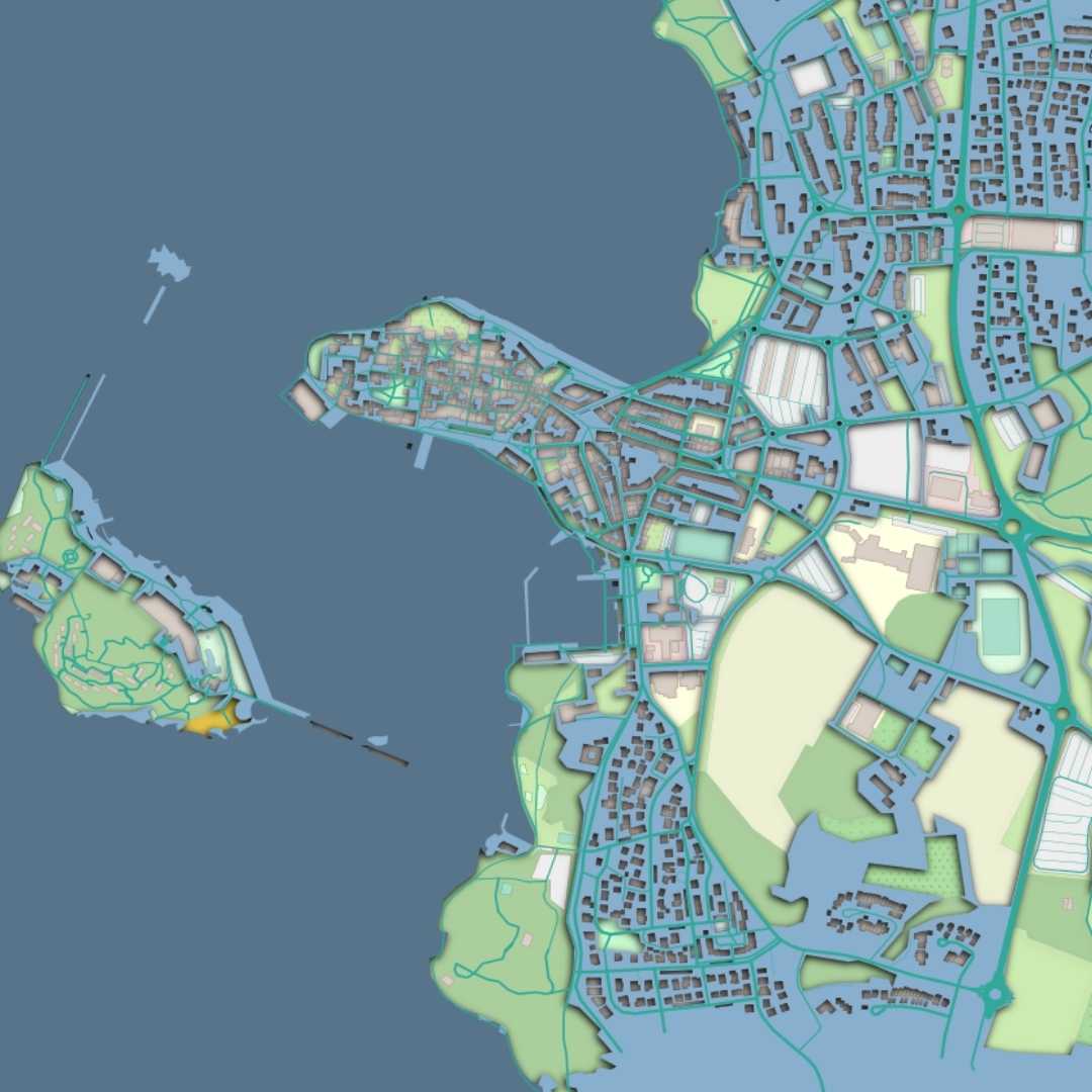 COLOURED ROAD MAP OF POREC, CROATIA BY MAPBAKES