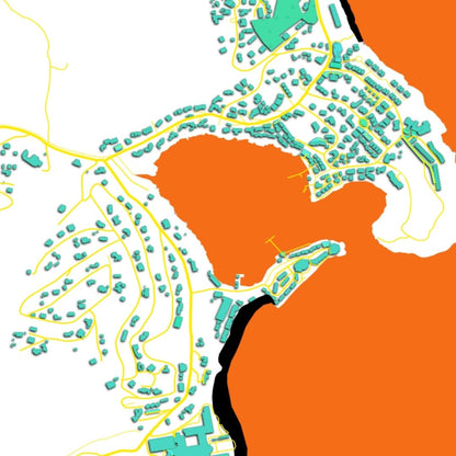 COLOURED ROAD MAP OF OYSTER POND, SAINT MARTIN BY MAPBAKES