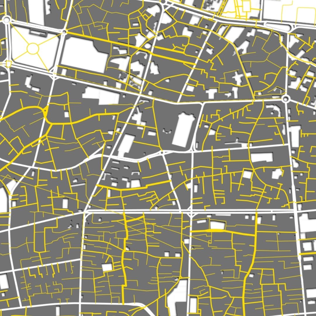 COLOURED ROAD MAP OF TABRIZ, IRAN BY MAPBAKES