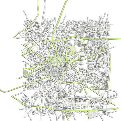 COLOURED ROAD MAP OF MULTAN, PAKISTAN BY MAPBAKES