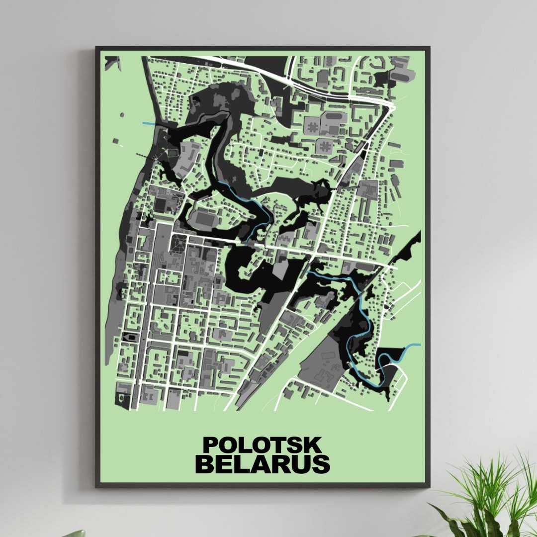 COLOURED ROAD MAP OF POLOTSK, BELARUS BY MAPBAKES