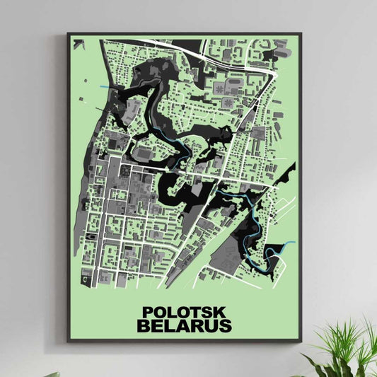 COLOURED ROAD MAP OF POLOTSK, BELARUS BY MAPBAKES
