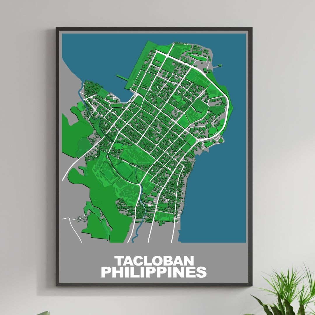 COLOURED ROAD MAP OF TACLOBAN, PHILIPPINES BY MAPBAKES