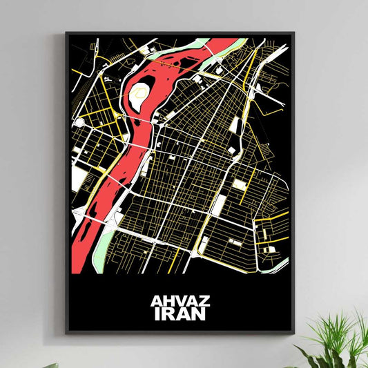 COLOURED ROAD MAP OF AHVAZ, IRAN BY MAPBAKES