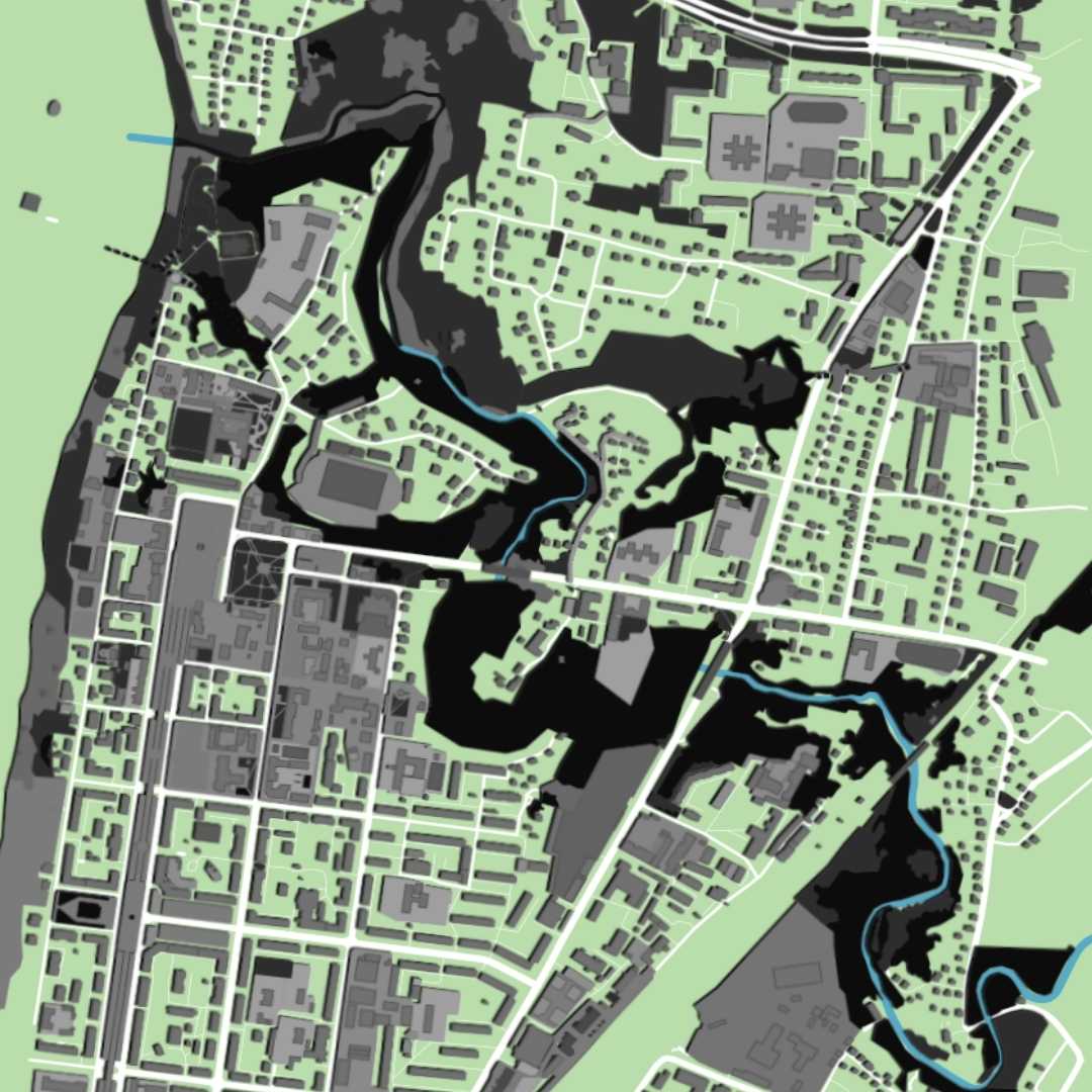 COLOURED ROAD MAP OF POLOTSK, BELARUS BY MAPBAKES