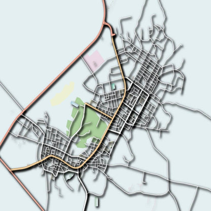 COLOURED ROAD MAP OF WADDAN, LIBYA BY MAPBAKES