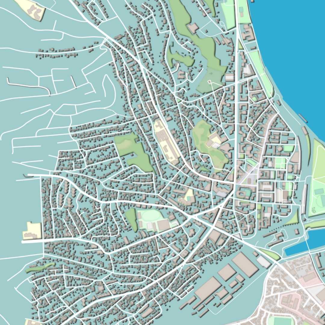 COLOURED ROAD MAP OF SMEDEREVO, SERBIA BY MAPBAKES