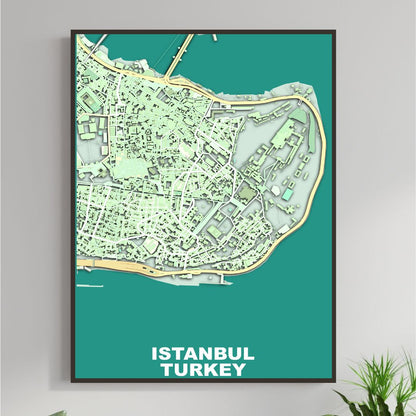 COLOURED ROAD MAP OF ISTANBUL, TURKEY BY MAPBAKES