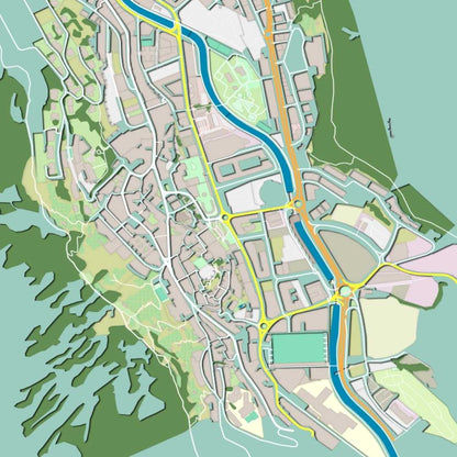 COLOURED ROAD MAP OF ANORRA LA VELLA, ANDORRA BY MAPBAKES