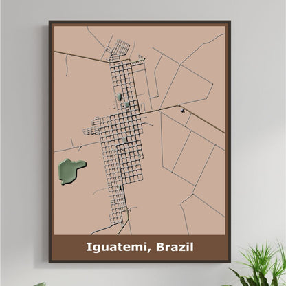 COLOURED ROAD MAP OF IGUATEMI, BRAZIL BY MAPBAKES