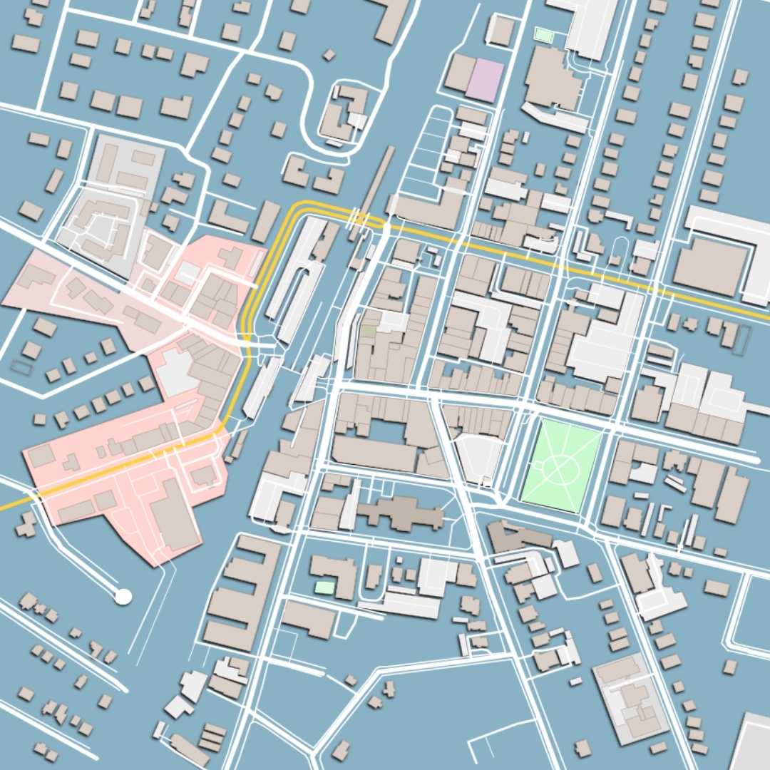 COLOURED ROAD MAP OF RIDGEWOOD, NEW JERSEY BY MAPBAKES