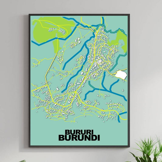 COLOURED ROAD MAP OF BURURI, BURUNDI BY MAPBAKES