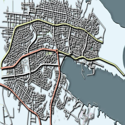 COLOURED ROAD MAP OF TOBRUK, LIBYA BY MAPBAKES