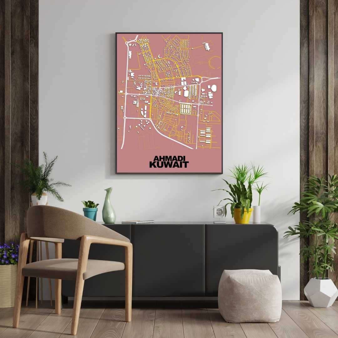 COLOURED ROAD MAP OF AHMADI, KUWAIT BY MAPBAKES