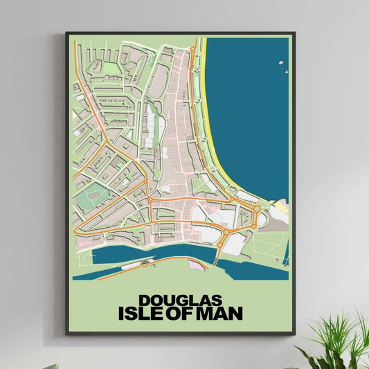 COLOURED ROAD MAP OF DOUGLAS, ISLE OF MAN BY MAPBAKES
